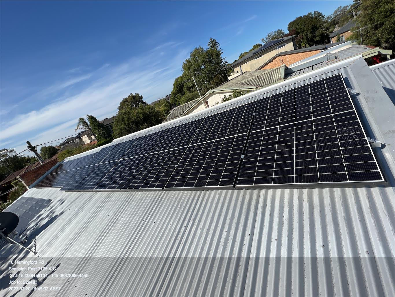 Solar installation showing cost savings